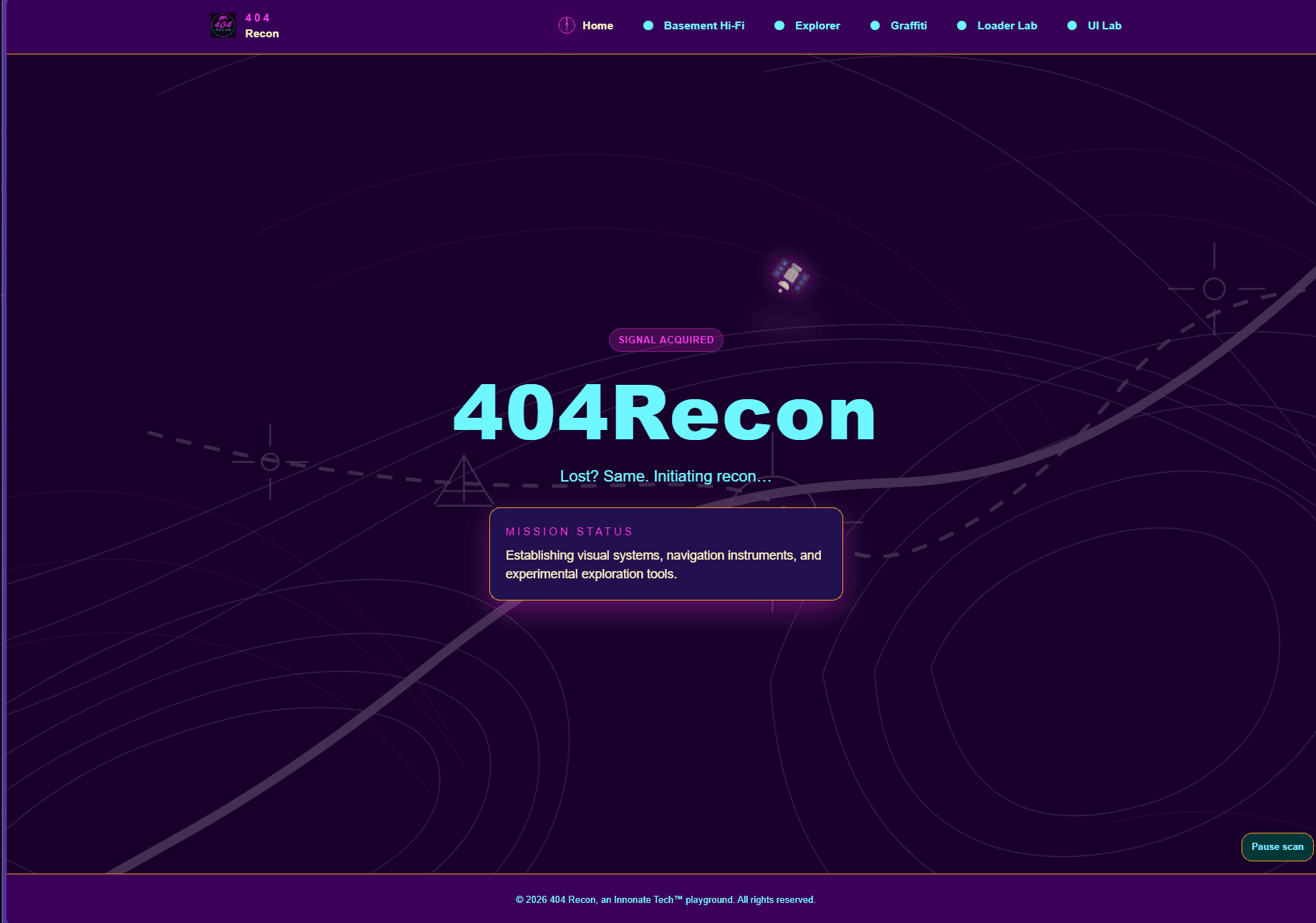 404 Recon interactive homepage